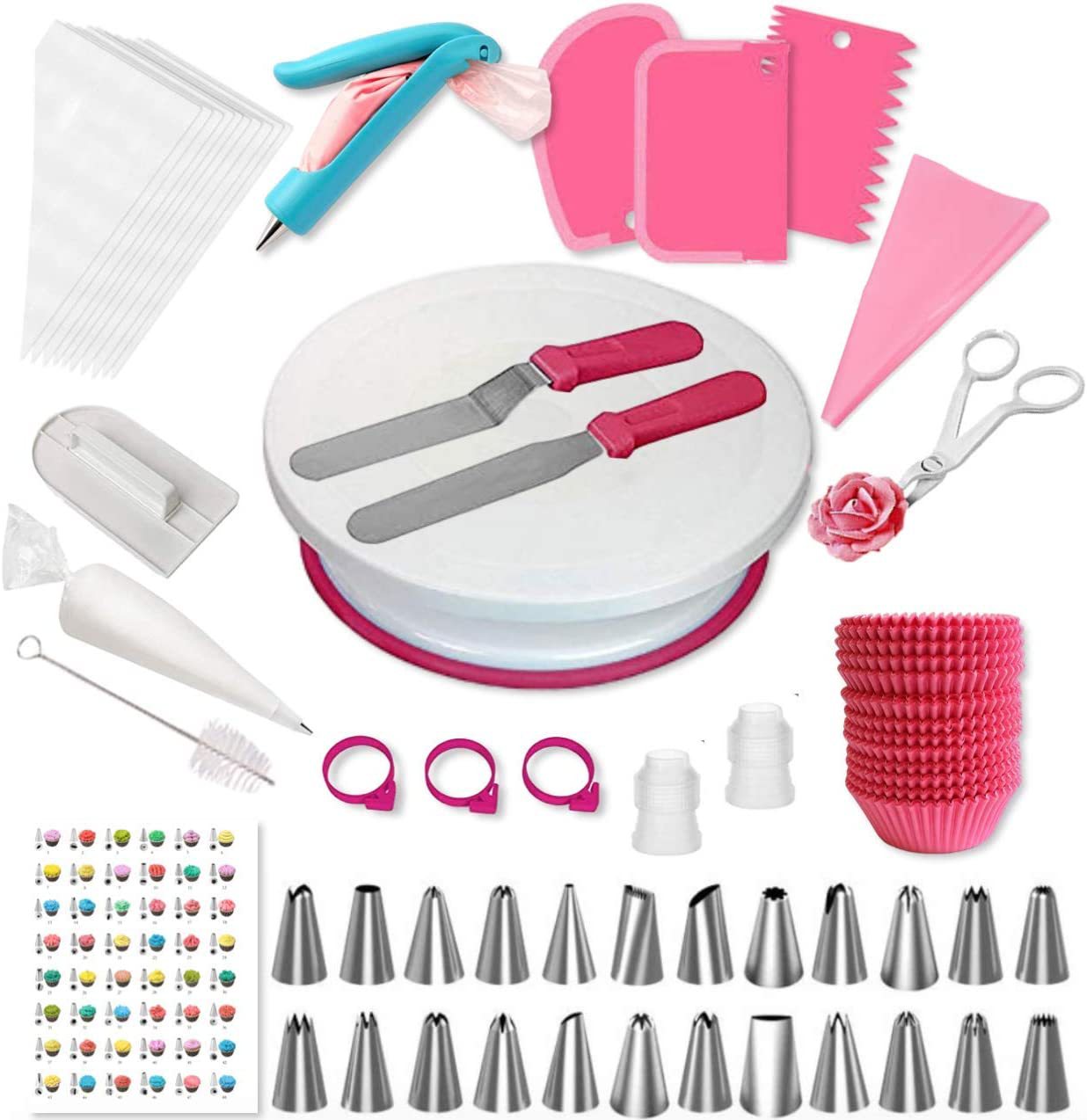 Title 2, 195-piece Cake Baking Utensils With Cake Turntable