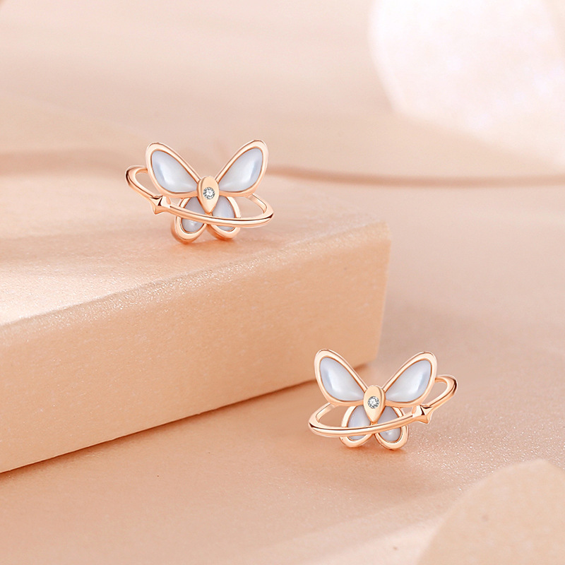 Sterling Silver Rose Gold Earrings Internet Celebrity