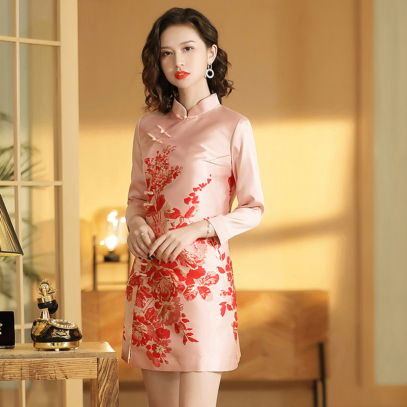 Jacquard Cheongsam Midi Dress, picture 4 of 8
