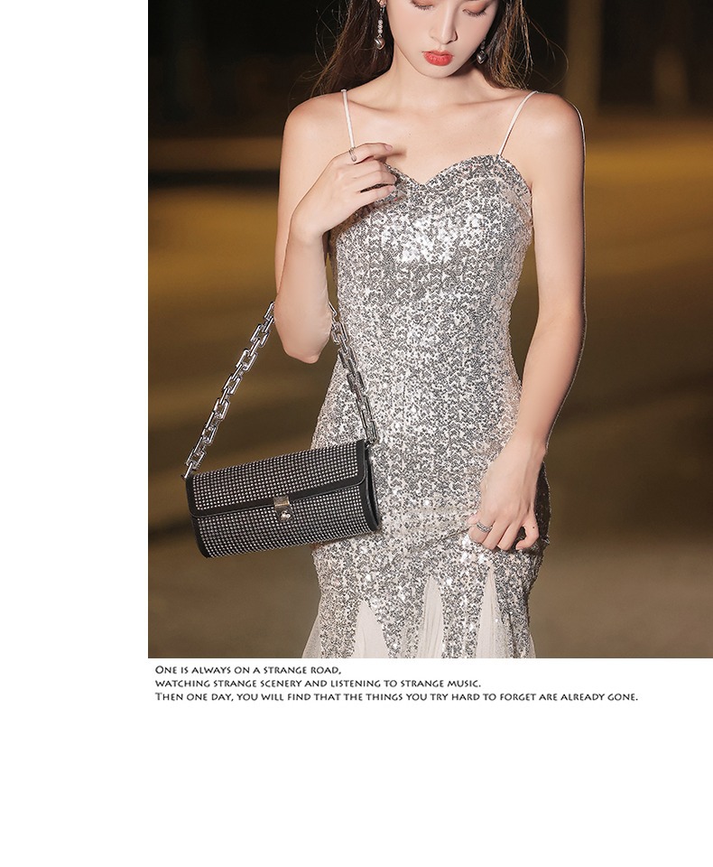 Fishtail Banquet Silver Camisole Gown - Image 5