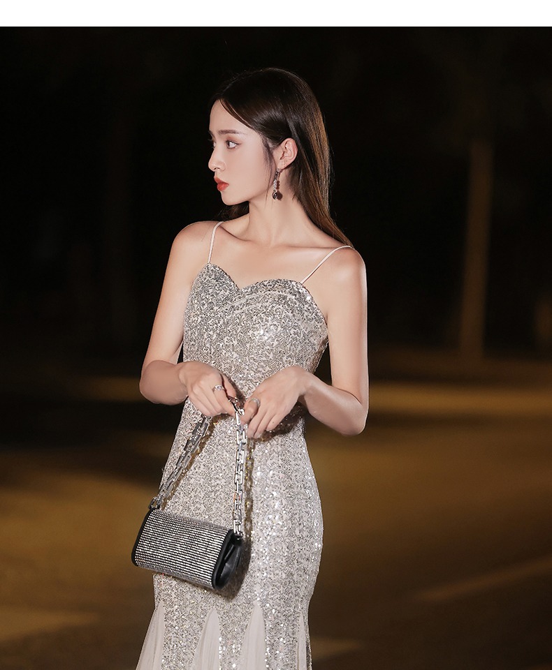 Fishtail Banquet Silver Camisole Gown - Image 2