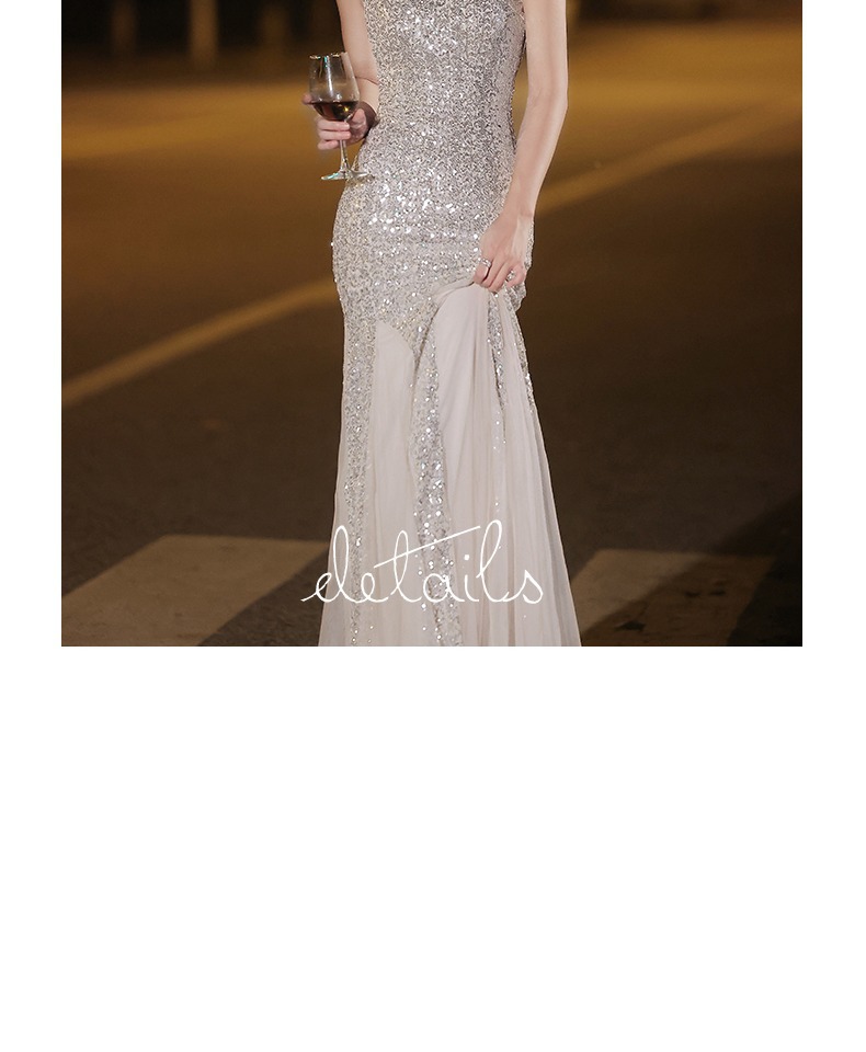 Fishtail Banquet Silver Camisole Gown - Image 11