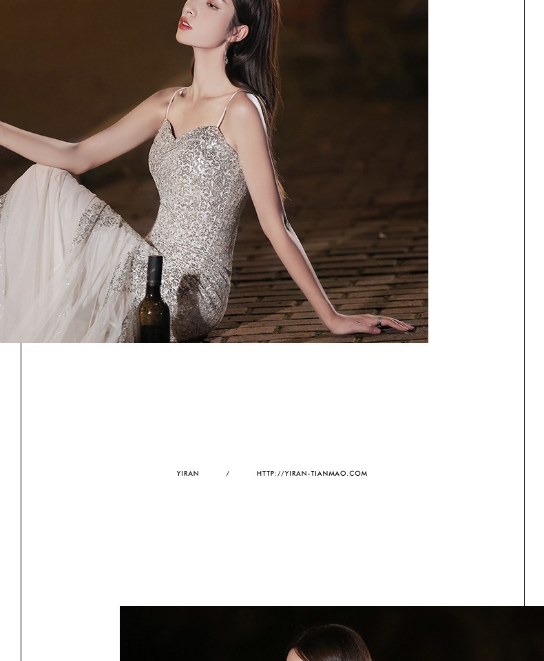 Fishtail Banquet Silver Camisole Gown - Image 7