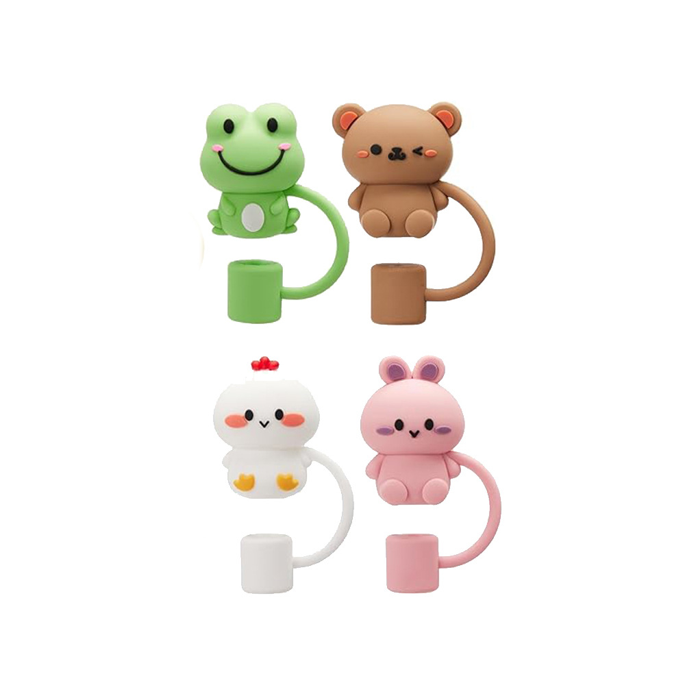 Cute Animal Series Straw Cap Creative Reusable Dustproof Anti-overflow Plug Straw