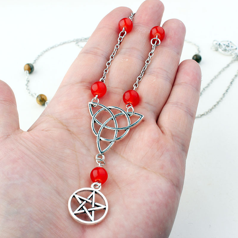 Gothic Witchcraft Pentagram Head Chain Magic Round Beads Stone — foto 10
