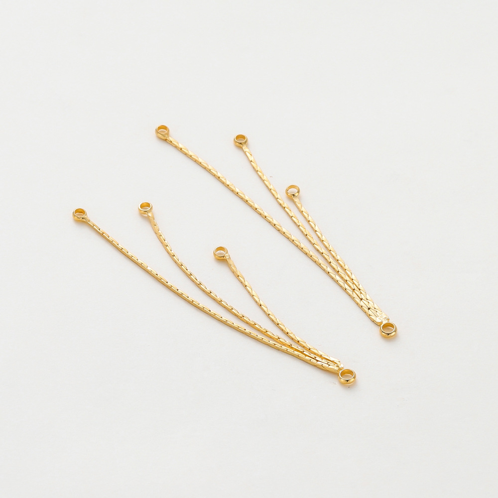 Three Tassel Eardrops 14K Copper Plating Color Retaining Real Gold Earring Accessories Chain - Image 7