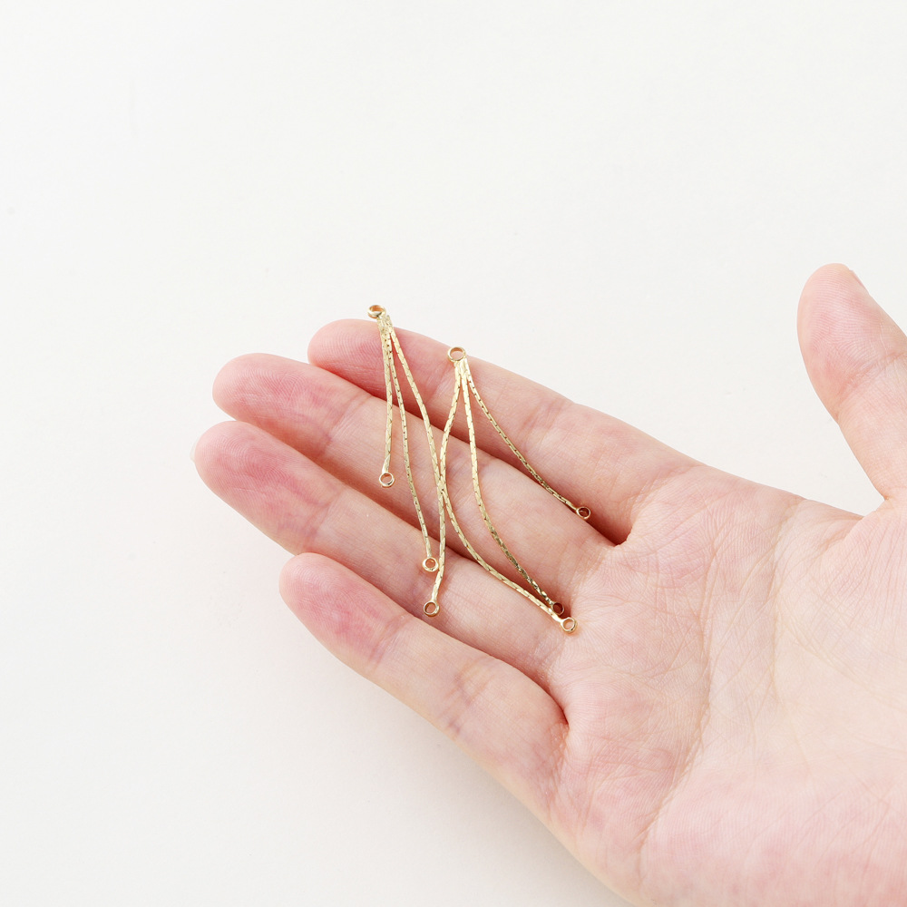 Three Tassel Eardrops 14K Copper Plating Color Retaining Real Gold Earring Accessories Chain - Image 9