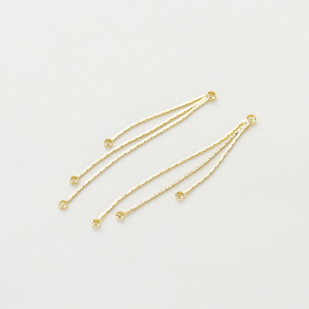 Three Tassel Eardrops 14K Copper Plating Color Retaining Real Gold Earring Accessories Chain - Image 5