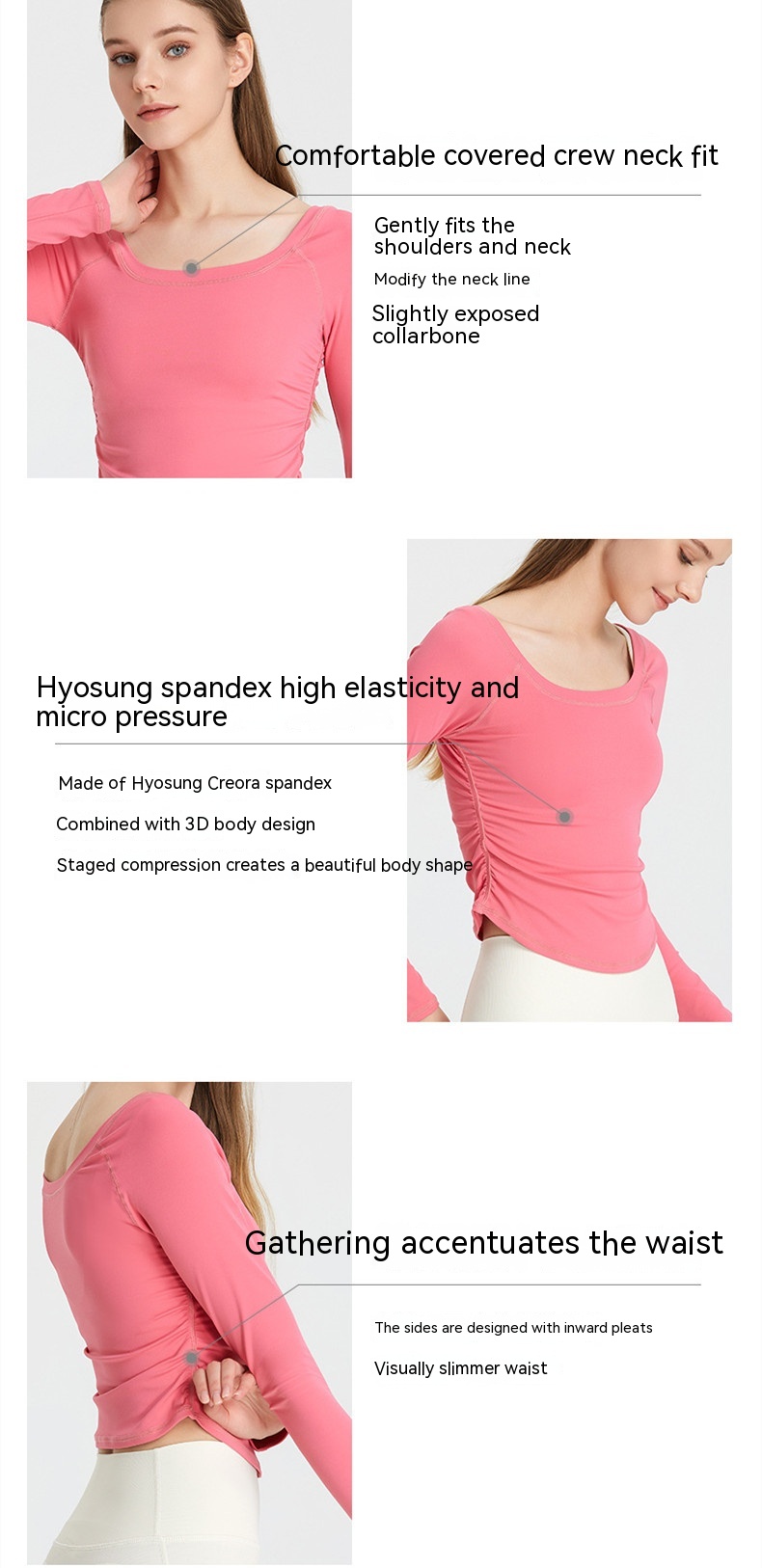 Women's Fashion Pleated Nude Feel Yoga Clothing Top