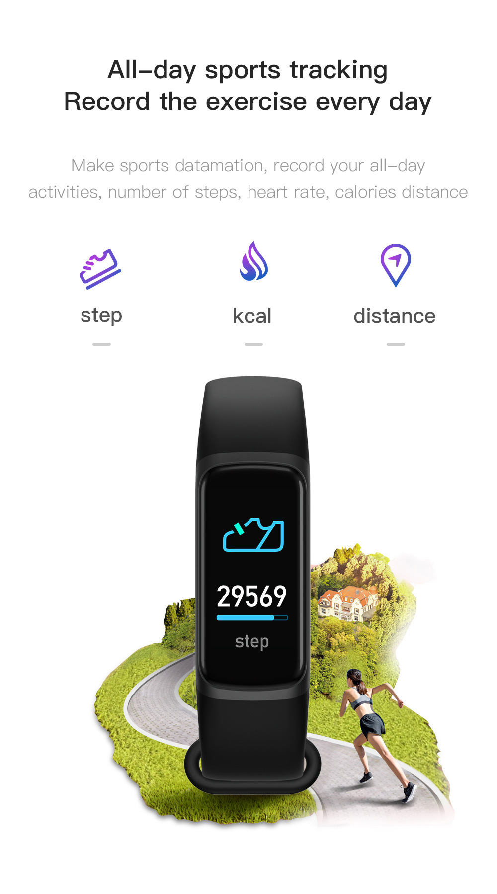 Title 4, C7 Smart Sport Step Counting Heart Rate Blood P...