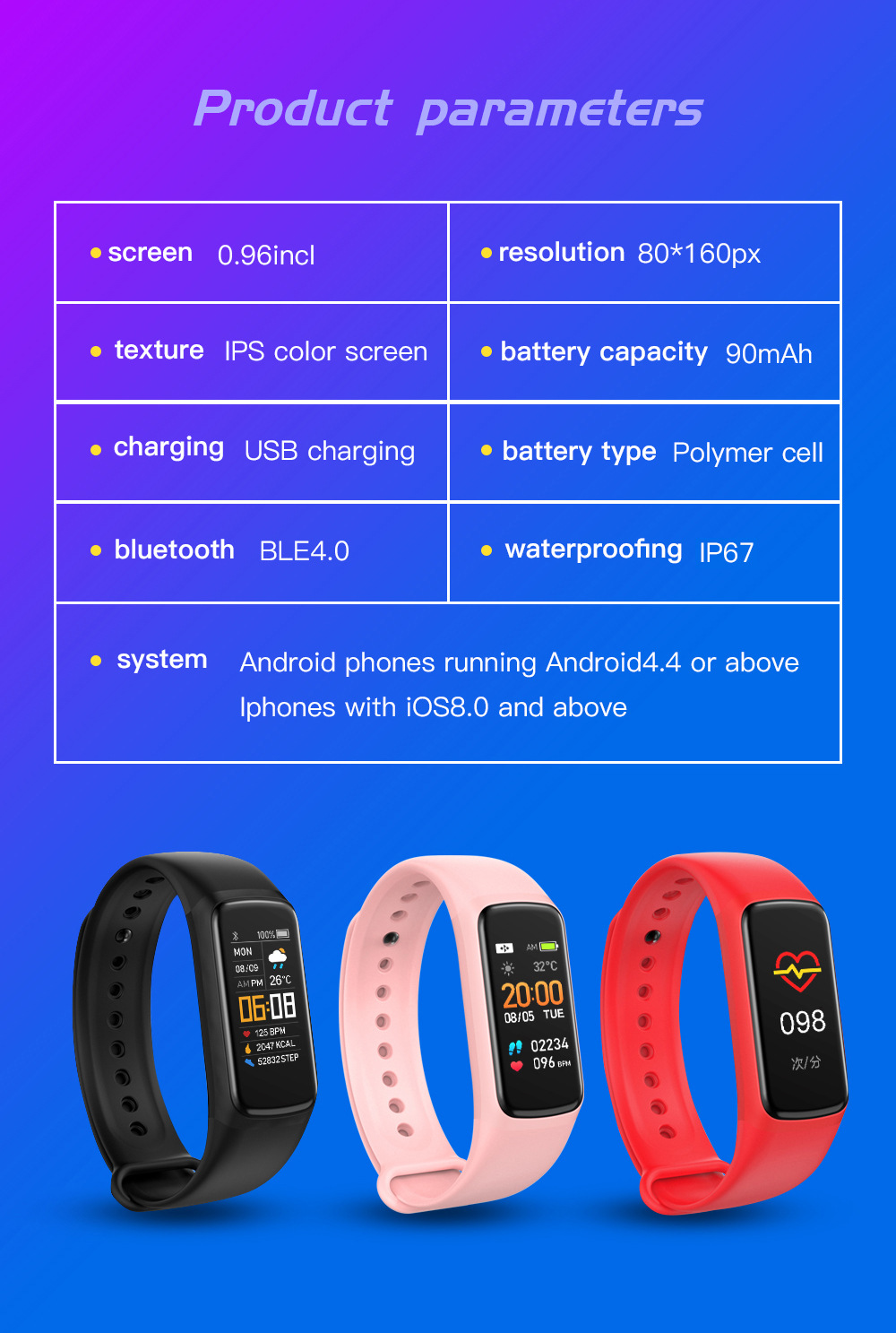 Title 13, C7 Smart Sport Step Counting Heart Rate Blood P...