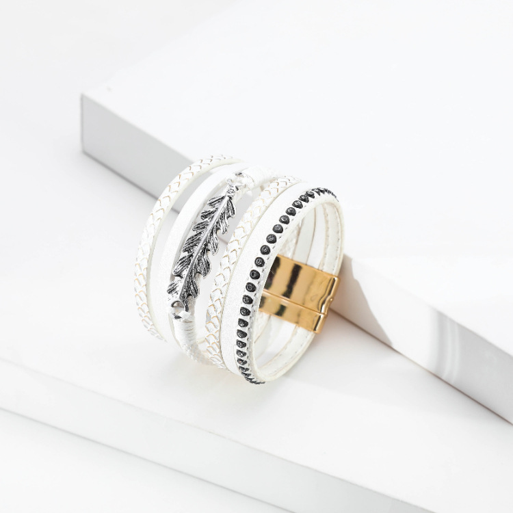 Creative Geometric Leaves Fashion Leather Bracelet