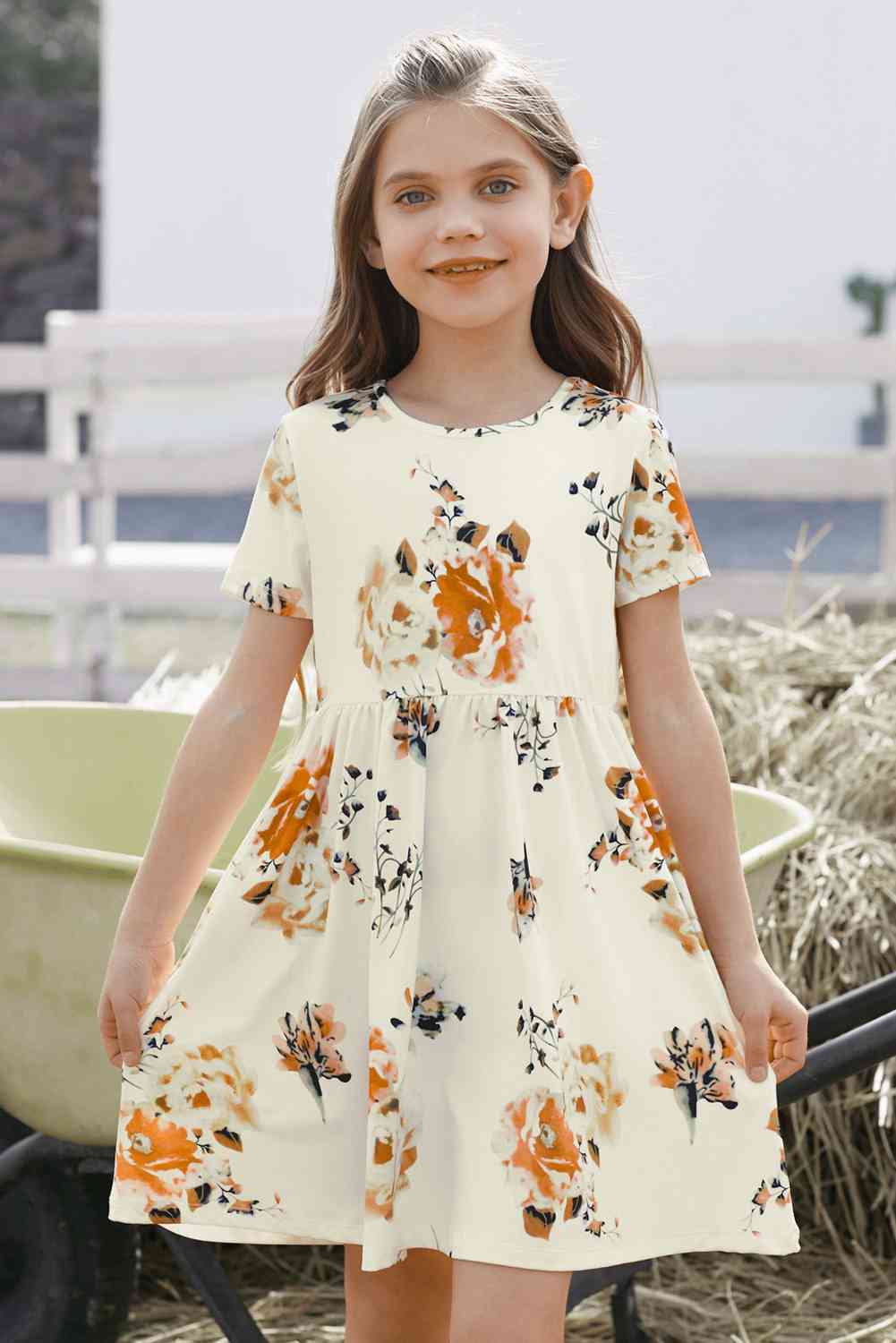 Shiying European And American Girls Dress Autumn And Winter New Long Sleeve Floral Print Loose Girls Short Dress