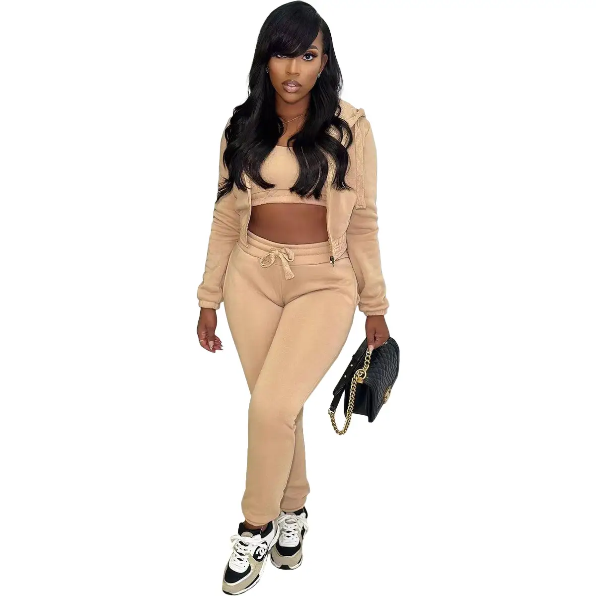 Fleece-lined Sweater Hooded Sports And Leisure Suit