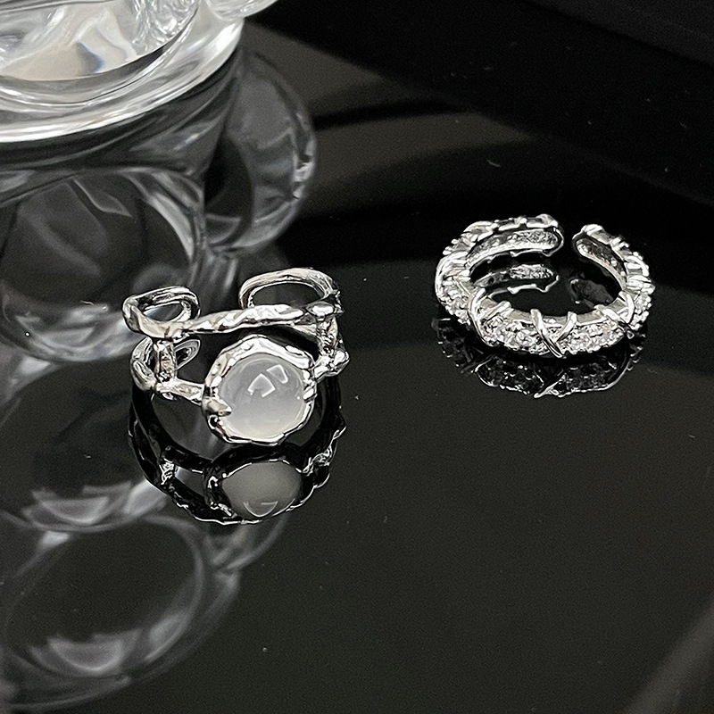 Special-interest Design Moonstone Rhinestone Zircon Ring