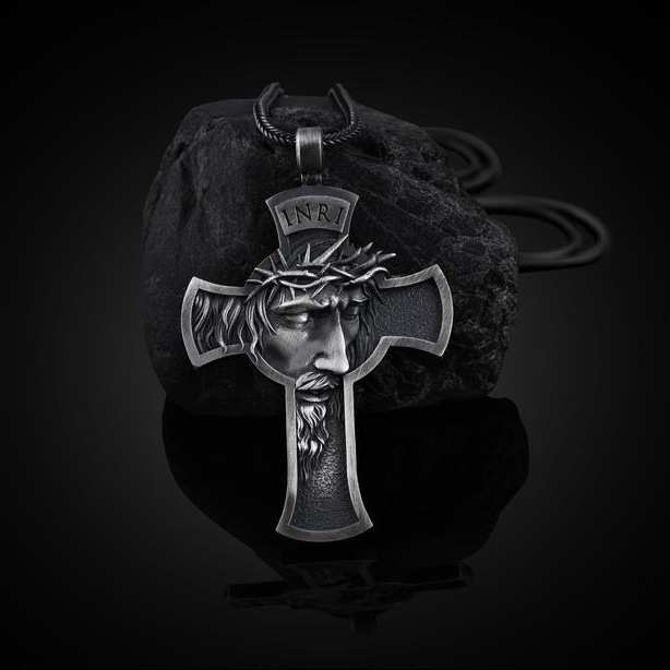 Punk Dark Skull Cross Pendant Men's Titanium Steel Hip Hop Ear Accessories Necklace