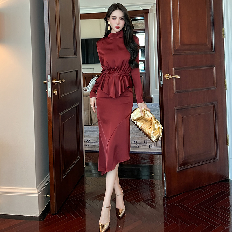 Ruffle Top High Waist Irregular Skirt Two-piece Set - 12