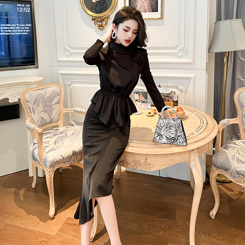 Ruffle Top High Waist Irregular Skirt Two-piece Set - 15