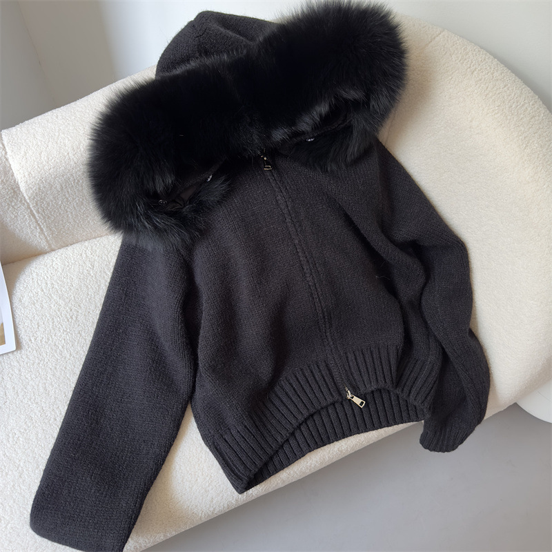 Title 3, Leisure Hooded Real Fox Fur Collar Fashion All-...