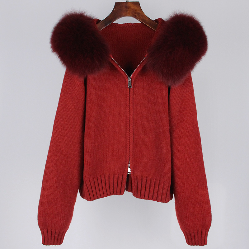 Title 6, Leisure Hooded Real Fox Fur Collar Fashion All-...