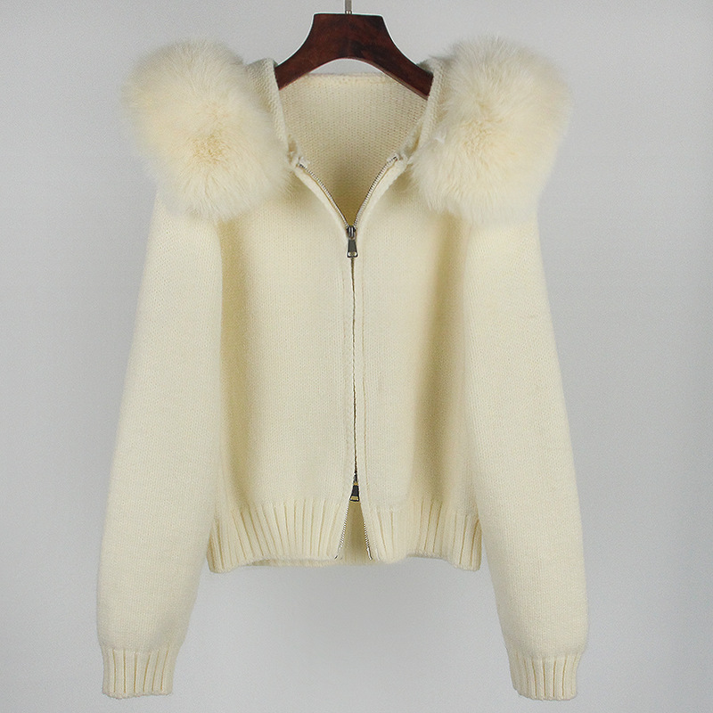 Title 10, Leisure Hooded Real Fox Fur Collar Fashion All-...