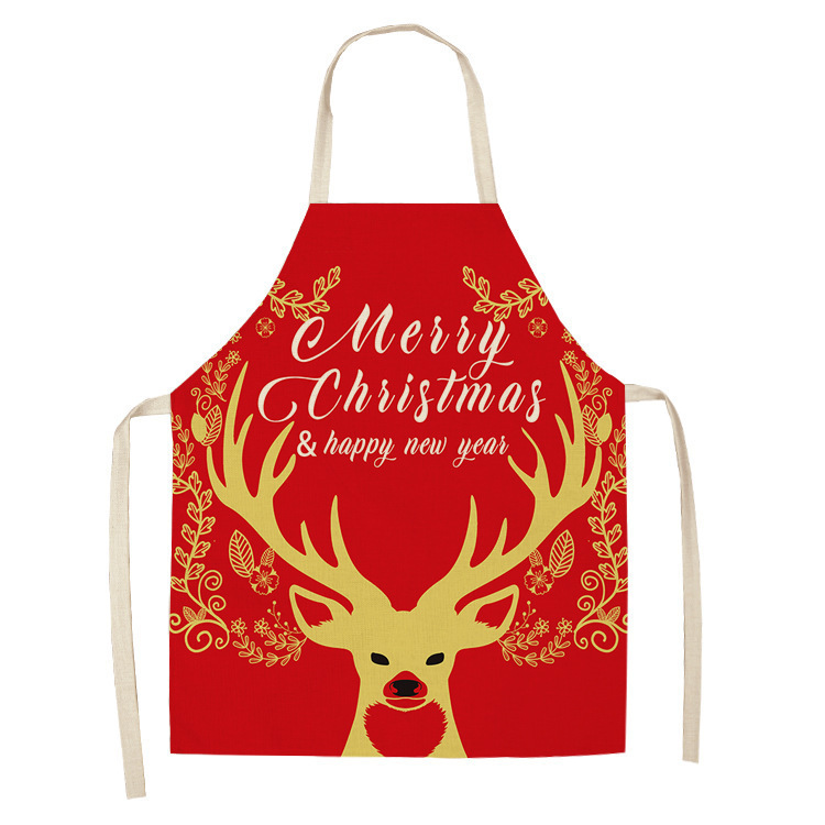 Title 2, Cartoon Christmas Elk Santa Claus Printed Linen...