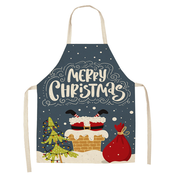 Title 3, Cartoon Christmas Elk Santa Claus Printed Linen...