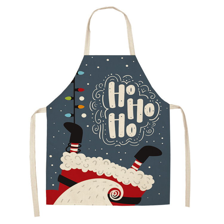 Title 5, Cartoon Christmas Elk Santa Claus Printed Linen...