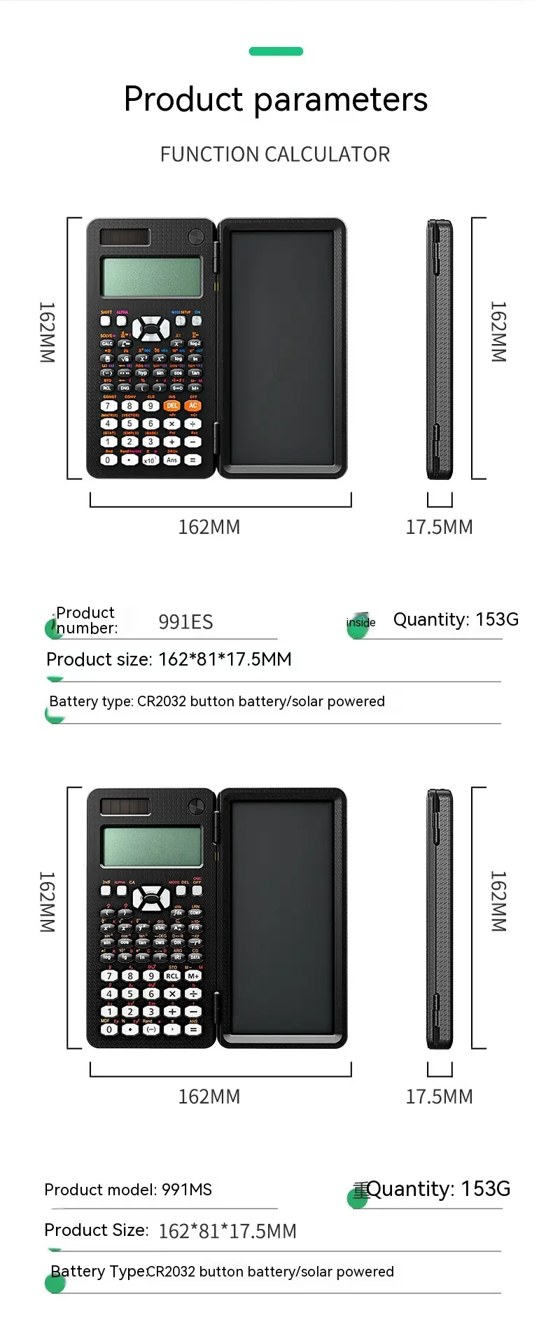 2 In 1 Foldable Scientific Calculators Handwriting