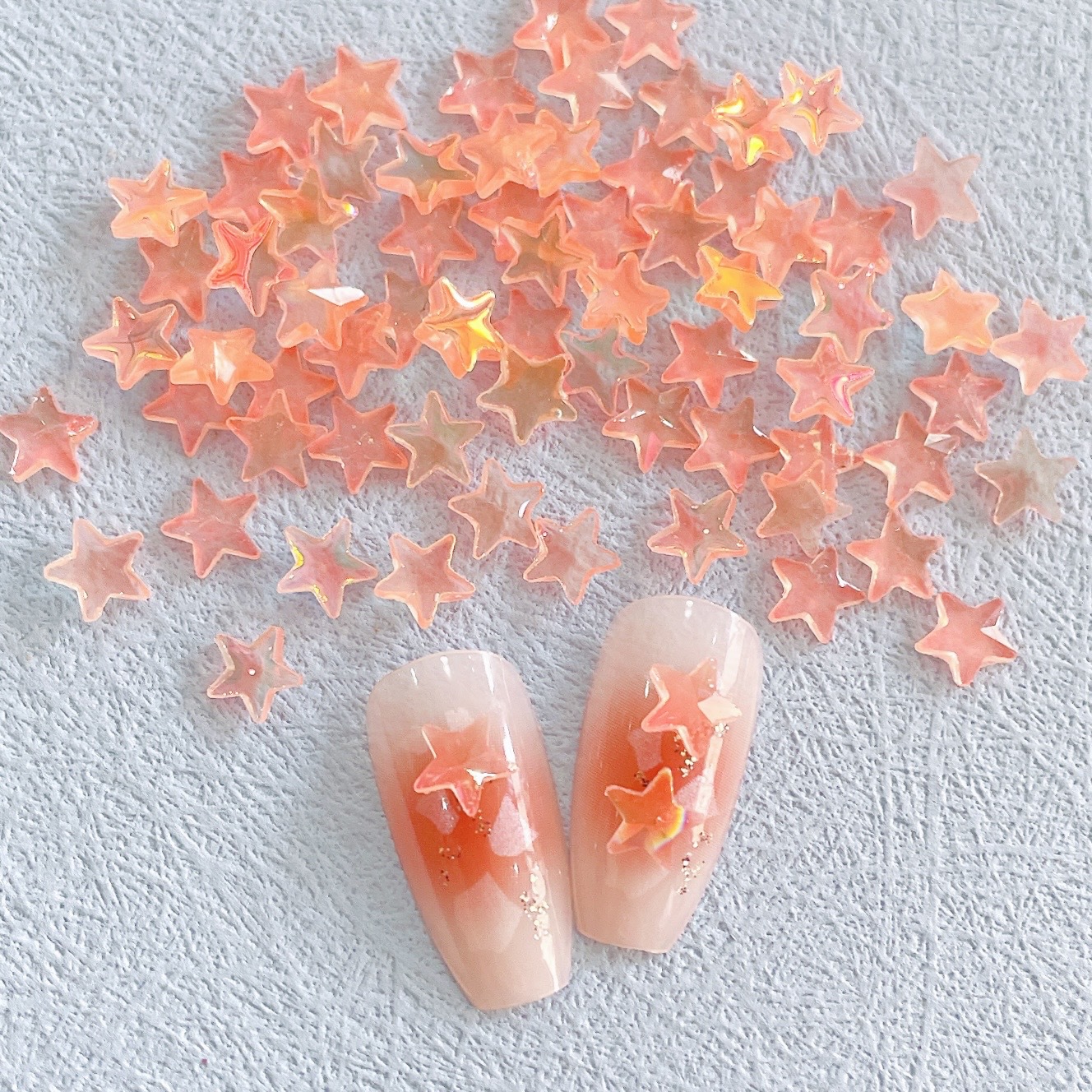 New Online Red Ice Transparent Colorful Five-pointed Star Nail Ornament Colorful And Fresh XINGX Diy Resin Nail Accessories
