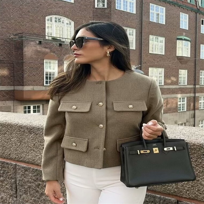 Women's Clothing Classic Style Fashion Button Decoration Short Suit Coat