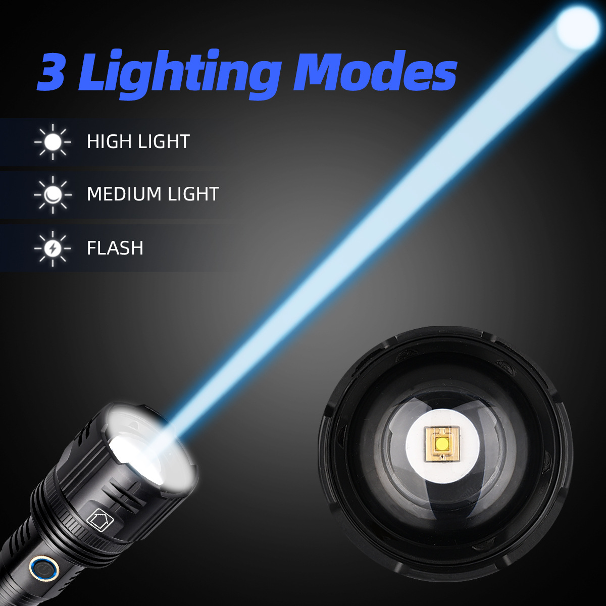 White Laser Spotlight Cave Exploration Adjustable Focal Length Flashlight - Image 4