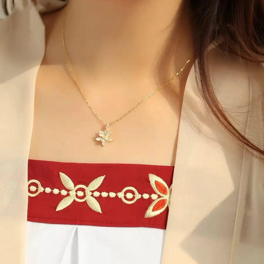 S925 Sterling Silver Orchid Bell Flower Necklace For Women