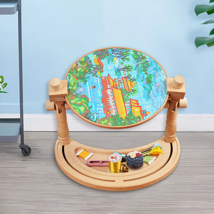 Adjustable Desktop Embroidery Frame - Beech Wood. Product Name: Moon Bay cross stitch embroidery frame Product color: wood color Product material: Beech Suitable scenario: suitable for any family scenario Product Weight: 980G. Product process: multiple po