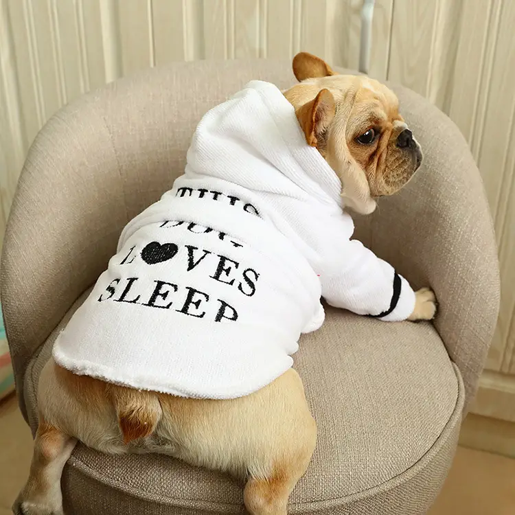 Pet Hooded Bathrobe White Coral Casual