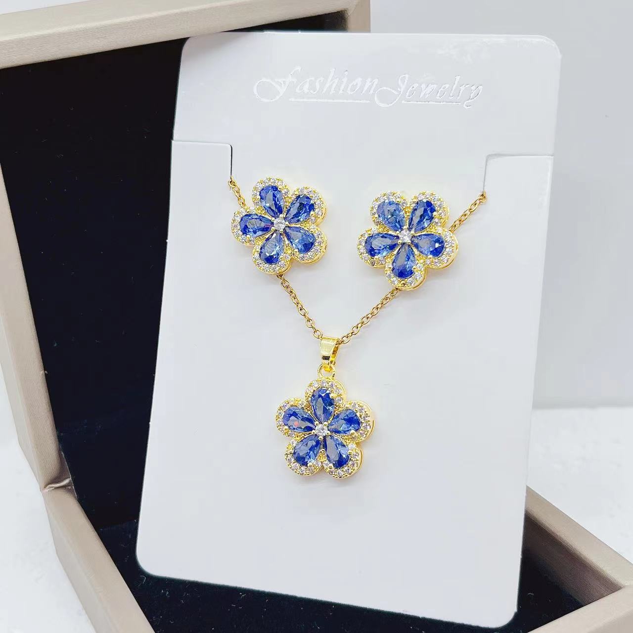 Title 2, Copper Inlaid Zircon Five Water Drops Flower Co...