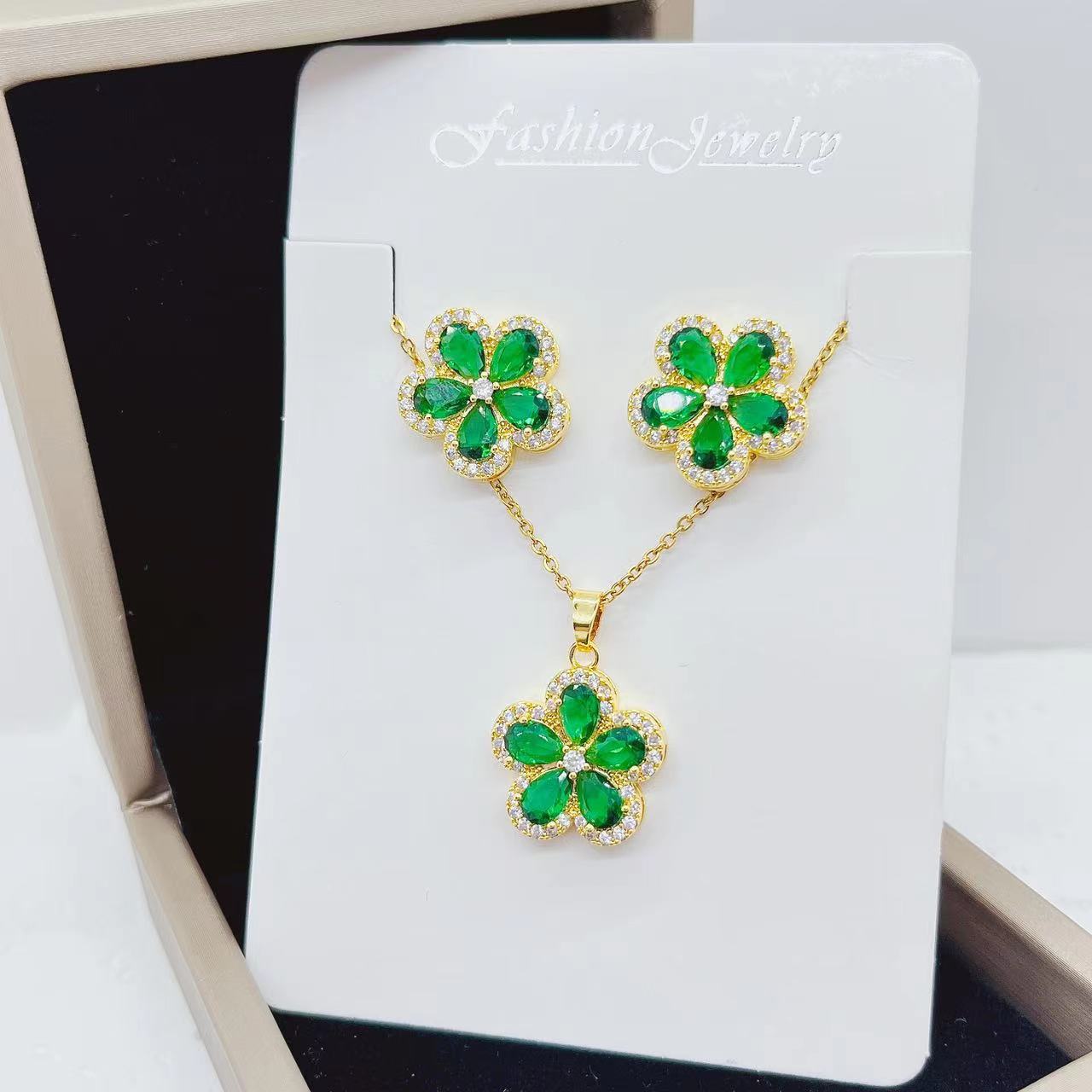 Title 6, Copper Inlaid Zircon Five Water Drops Flower Co...