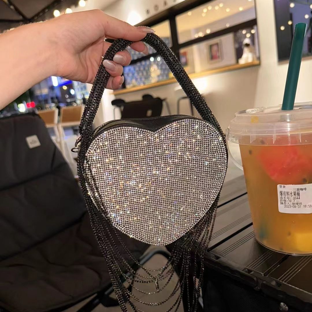 Rhinestone Tassel Love Bag - tassel detail