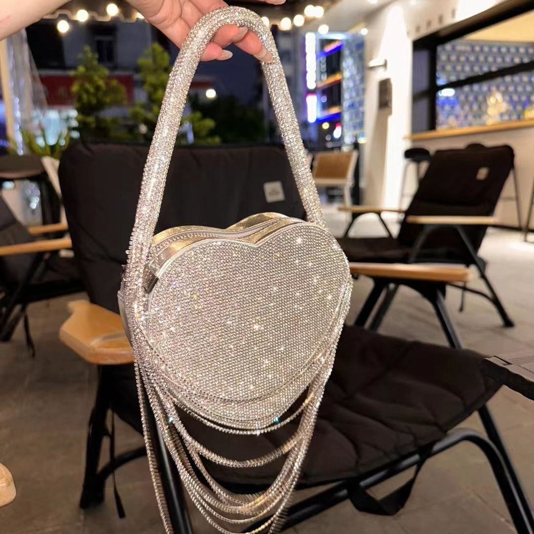 Rhinestone Tassel Love Bag - color options display