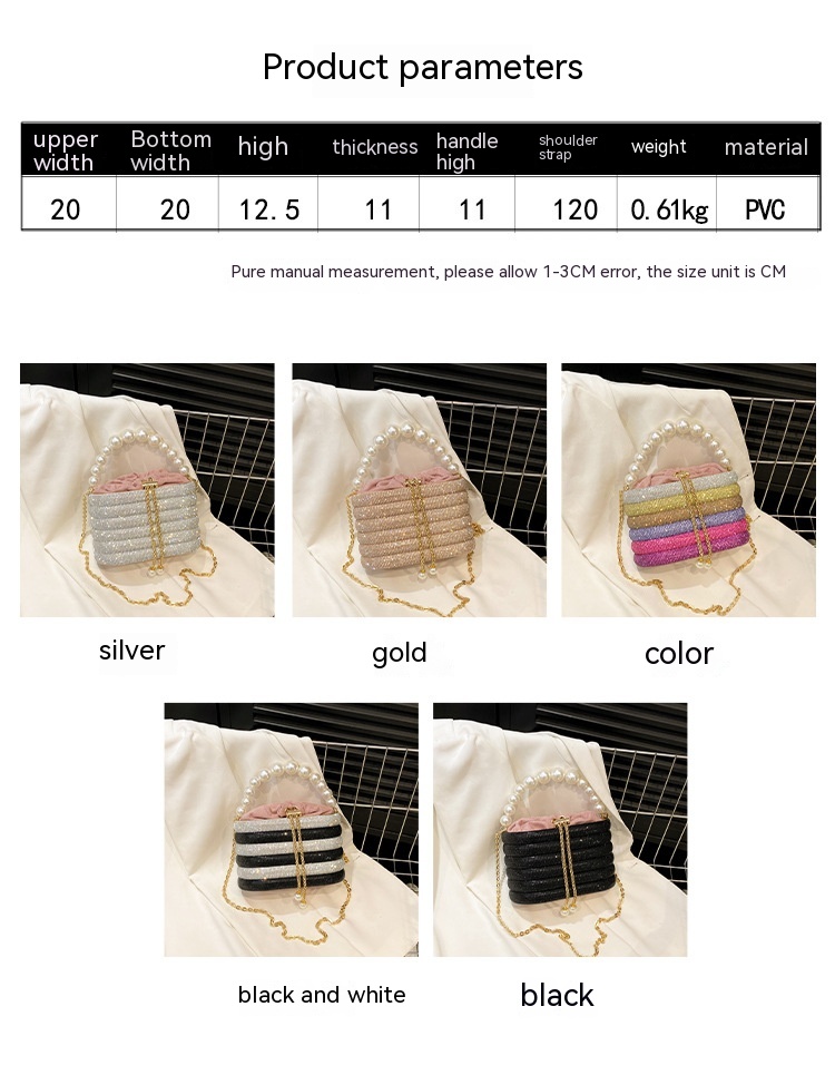 European And American Fashion One-shoulder Ins Women's Crossbody Classic Style Pearl Hand Dinner Bag — foto 12