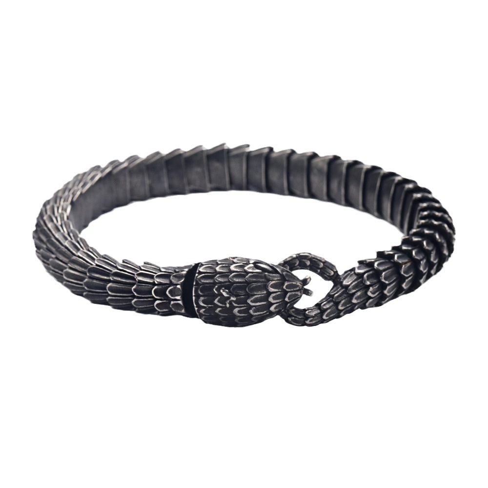 New Trendy Unique Retro Snake-shaped Titanium Steel Men's Bracelet
