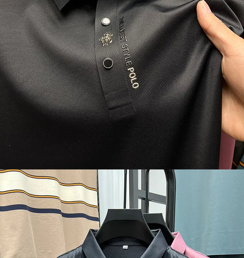 Polo Shirt Business Casual Seamless Ice Silk Lapel Short Sleeve