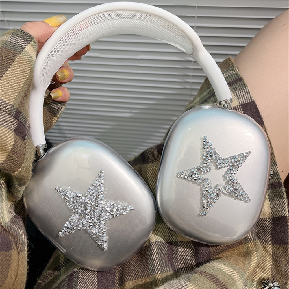 Silver Stars Transparent Protective Case Head Worn Bluetooth Earmuffs