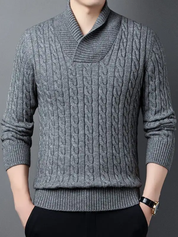 Youth Men's Long-sleeved Pullover Slim V-neck Sweater