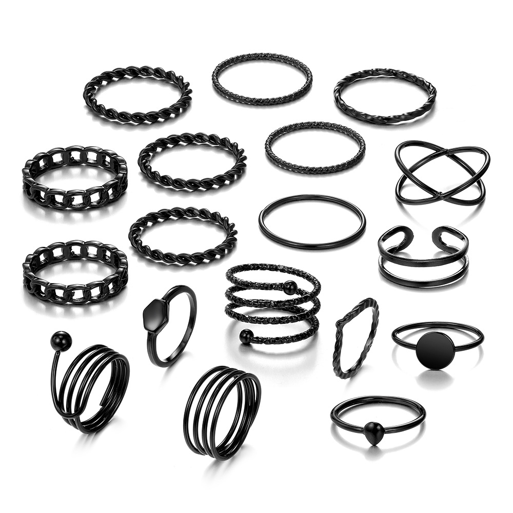 Geometric Spiral Cross Ring 18 Pieces Suit