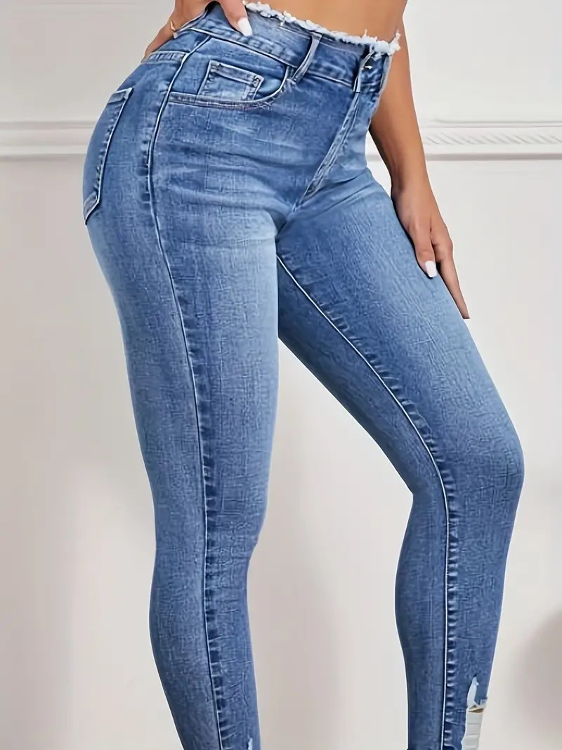 Title 5, Calça jeans feminina skinny de cintura alta, mo...