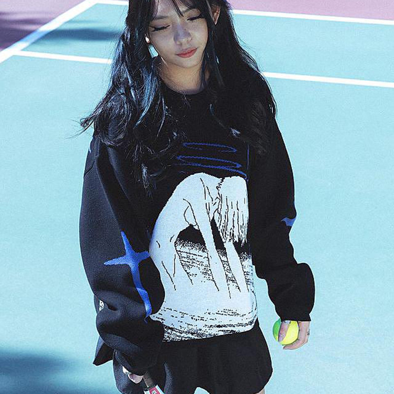 Loose Spring And Autumn New Knitted Two-dimensional Sweater