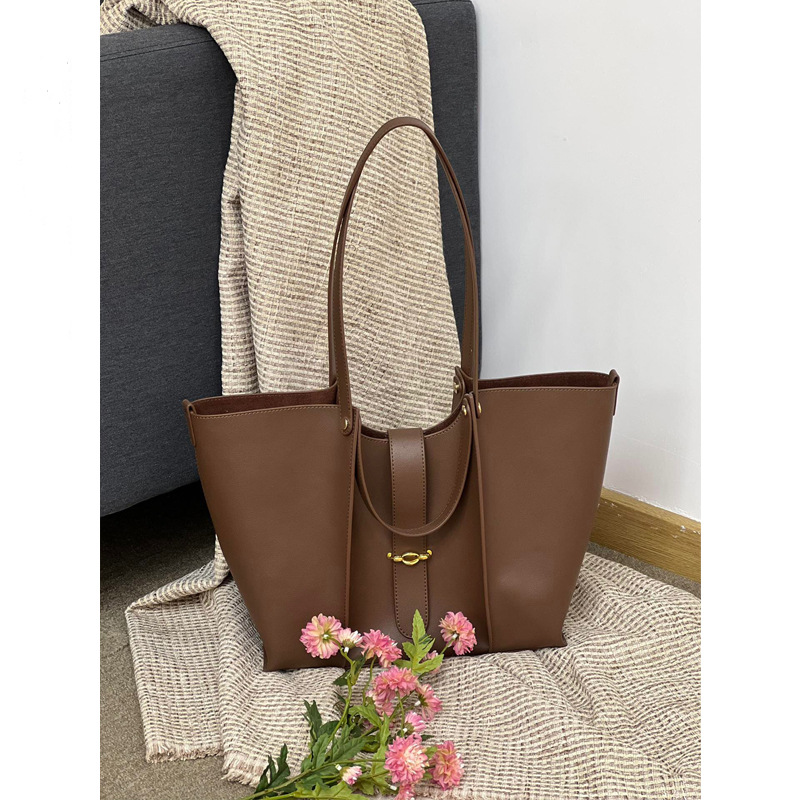 Euro Style Genuine Leather Tote Bag - interior suede lining