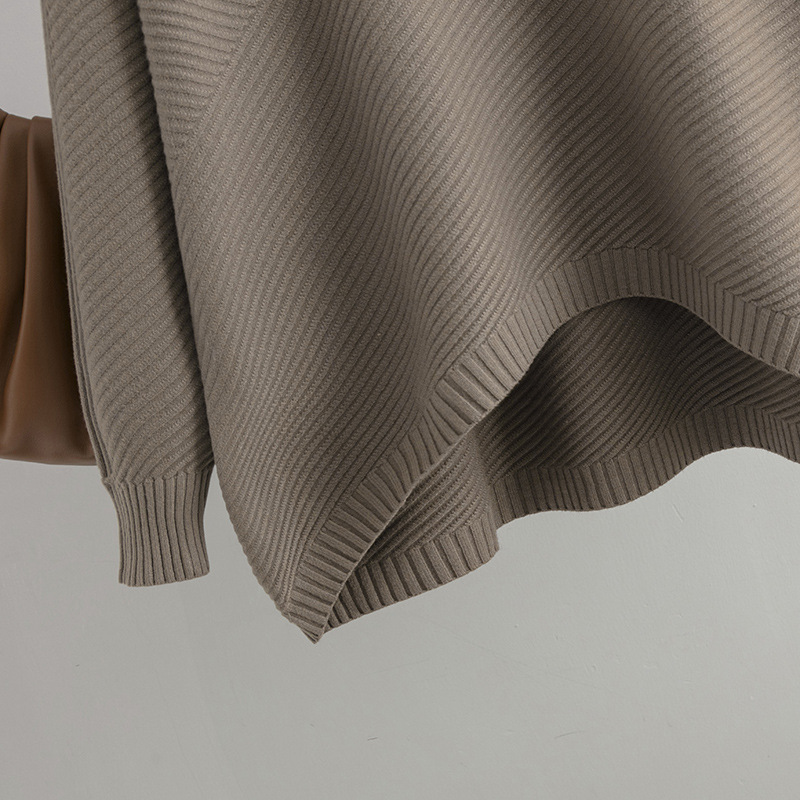 Retro Loose Oversized Long Sleeves Top Solid Color Pullover Sweater