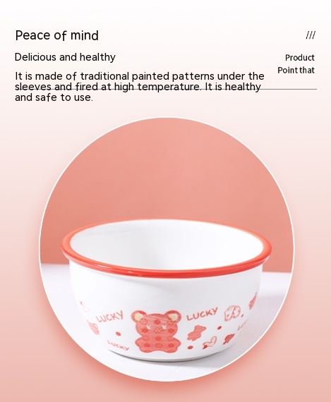 طقم أدوات مائدة سيراميكي بتصميم دب كرتوني محظوظ